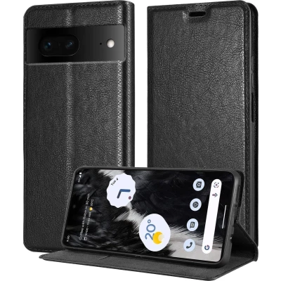 Afbeelding van Cadorabo Hoesje geschikt voor Google PIXEL 7 in ZWARTE NACHT Beschermhoes met magnetische sluiting, standfunctie en kaartvakje Book Case Cover Etui
