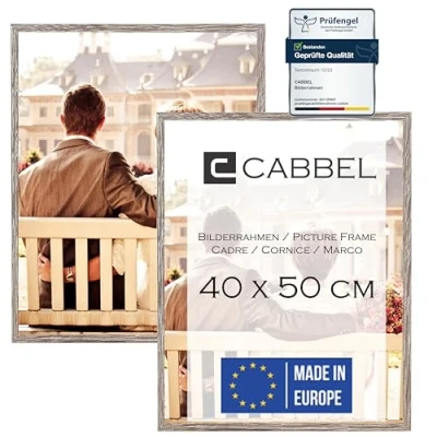 Afbeelding van CABBEL Set van 2 fotolijsten, stabiele mdf lijst met onbreekbaar plexiglas, om op te hangen, ideaal voor foto&#039;s, afbeeldingen, collages, donker eiken, 40 x 50 cm