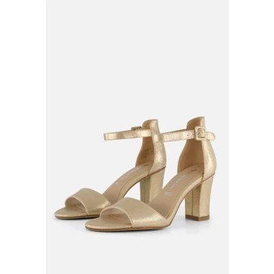 Afbeelding van Tamaris Sandalen met hoge hak, Dames, Maat: 42, Champagne metallic Textiel
