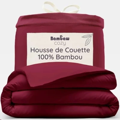 Afbeelding van Bamboe Dekbedovertrek 260 x 240 cm Ultrazacht Bourgondy Eco Dekbedhoes Luxe Beddengoed Hypoallergeen Puur viscose rayon Ultra ademende Stof Bambaw