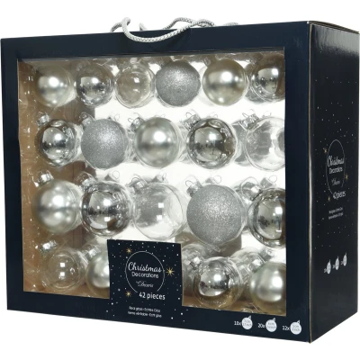 Afbeelding van Kerstbal glas gl mt glit tr/assorted/zilver KSD