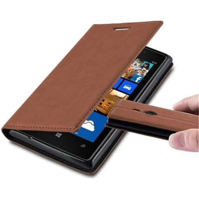 Afbeelding van Cadorabo Hoesje geschikt voor Nokia Lumia 925 in CAPPUCCINO BRUIN Beschermhoes met magnetische sluiting, standfunctie en kaartvakje Book Case Cover Etui