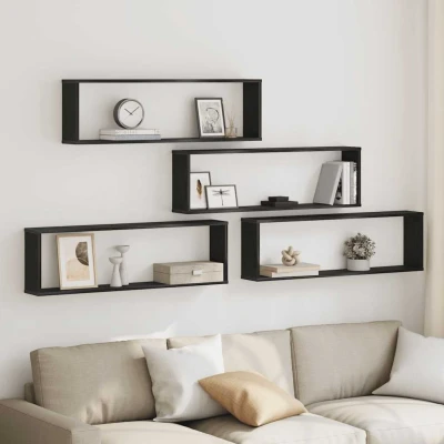 Afbeelding van vidaXL Wandrekken Kubusvormige 4 st 100x15x30 cm spaanplaat zwart