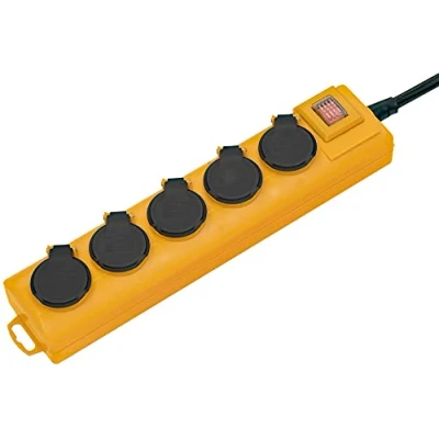 Afbeelding van Brennenstuhl stekkerdoos superstevig geel, 5 wandcontactdozen met kleppen (2m kabel, buitengebruik) HEX 62075