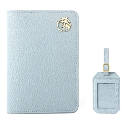 Afbeelding van Lychii Paspoorthouder, voor dames en heren, PU leer, reisportemonnee, organizer creditcards, ID kaart reisdocumenten, Blue Set, Small, nan