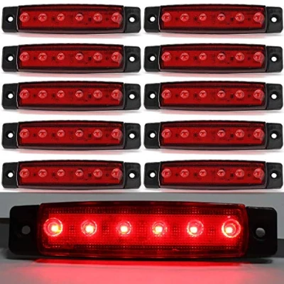 Afbeelding van led zijlichten, verlichting, zijverlichting, marker, positie indicatoren, 12 V, waterdicht, led, zijlichten voor vrachtwagen, aanhanger, bus, boot, rood, 10 stuks