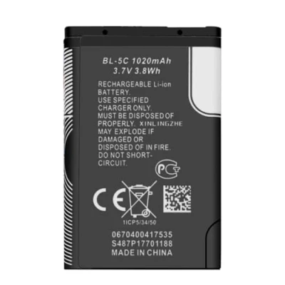Afbeelding van BL 5C 1020mAh Li ion batterij vervanging voor Nokia 1100 1600 2310 3100 3110 3120 5030 6030 6230 6270 6600 N70 en Digital radio 1/2, TECHNIRADIO 6/RDRR oplaadbaar compatibel met