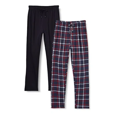 Image de FM London (Lot de 2 pyjamas extra chauds pour homme Pantalon pyjama léger homme, vêtements détente et nuit Riche en coton, confortable bleu marine, M
