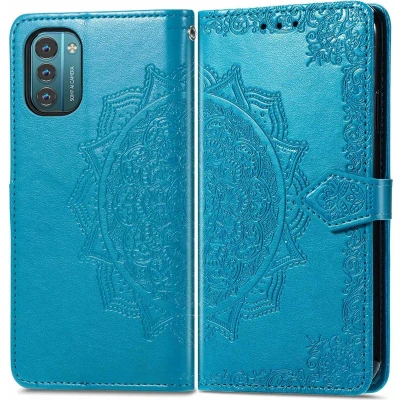 Afbeelding van iMoshion Hoesje Geschikt voor Nokia G21 / G11 Met Pasjeshouder Mandala Bookcase Turquoise