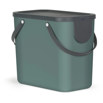 Afbeelding van Rotho Albula Afvalscheidingssysteem 25 liter, voor de keuken, kunststof (PP), BPA vrij, donkergroen/antraciet, l (40,0 x 23,5 34,0 cm)