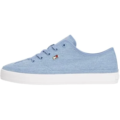 Afbeelding van Tommy Hilfiger Washed Canvas Vulc Sneaker Fw0fw08894 BasFemme, Blauw (Brisk Blue), 40 EU