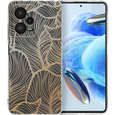 Afbeelding van iMoshion hoesje Geschikt voor Xiaomi Redmi Note 12 Pro Siliconen Design Meerkleurig / Golden Leaves Transparant