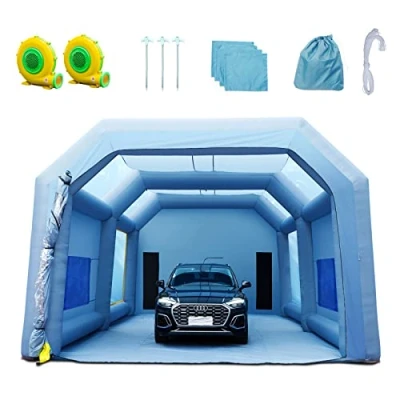 Image de VEVOR Armoire de Peinture Gonflable 10x6x4 m Cabine Tente Automobile en Tissu Oxford 210D 2 Souffleurs