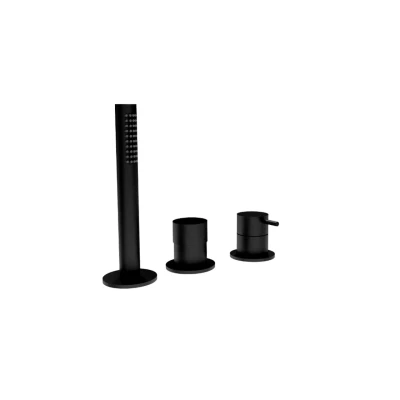 Afbeelding van Waterevolution Flow 3 gats Badmengkraan voor Badrandmontage Mat Zwart T138SBPR