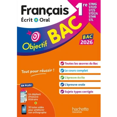 Image de Objectif BAC 2026 Français écrit et oral 1res STMG STI2D ST2S STL STD2A STHR