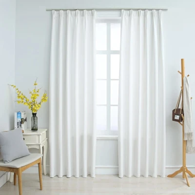 Afbeelding van Gordijnen verduisterend met haken 2 st 140x225 cm gebroken wit