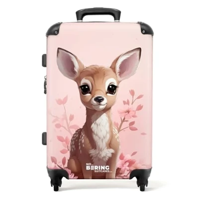 Afbeelding van NoBoringSuitcases.com® Kinderkoffer roze hert Trolley koffer kind 20 kg bagage