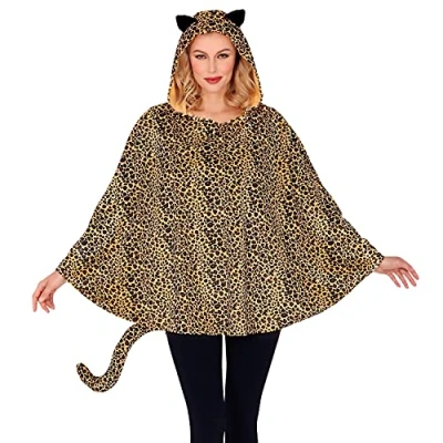 Afbeelding van Widmann Leeuw &amp; Tijger Luipaard Panter Kostuum Kitty Cate Poncho Bruin One Size Carnavalskleding Verkleedkleding