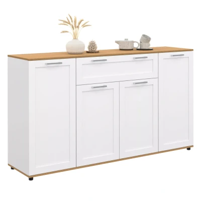 Afbeelding van VITO dressoir met 4 deuren en 1 lade, wit houten blad 140 cm