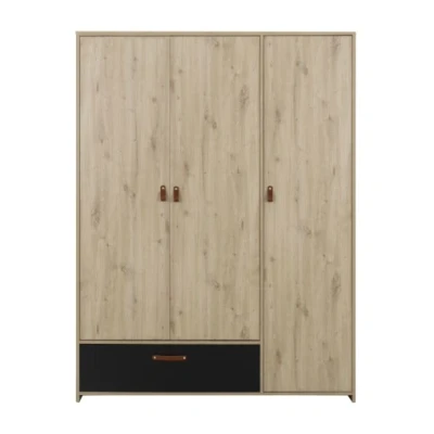 Afbeelding van Gami Kledingkast Arthus 3 Deurs Zwart 92,00cm x 22,00cm 46,00cm