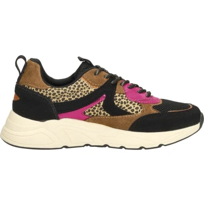 Afbeelding van SUB55 Sneakers laag, Dames, Maat: 38, Donkerbruin Kunststof/ textiel