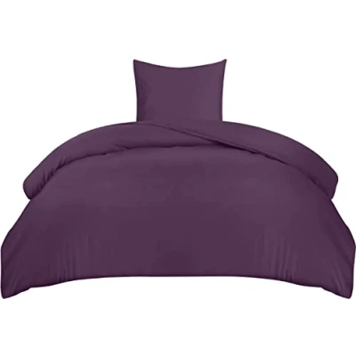 Afbeelding van Utopia Bedding Dekbedovertrekset, dekbedovertrek van zachte microvezel 135 x 200 cm met een kussensloop 80 cm, beddengoedset Paars