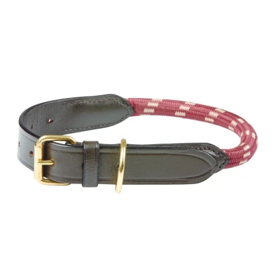 Afbeelding van Weatherbeeta Dog Collar Rope Leather Burgundy/Brown S