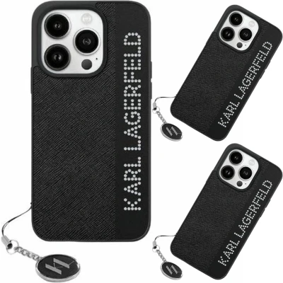 Afbeelding van Karl Lagerfeld Backcase hoesje geschikt voor iPhone 15 Effen Zwart Kunstleer