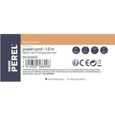 Afbeelding van Aansluitsnoer Perel 1.5 meter (3 x 2.5 mm², Schuko stekker)