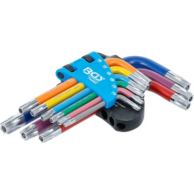 Afbeelding van BGS Stiftsleutelset meerkleurig kort Torx met boring T10 T50 9 delig