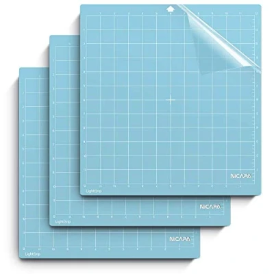 Afbeelding van NICAPA Lot de 3 tapis découpe pour Silhouette Cameo 4/3/2/1 (Light Grip, 30,5 x cm) adhésif &amp; antidérapant flexible quadrillé Bleu