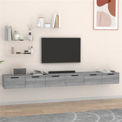 Afbeelding van vidaXL Wandkasten 2 st 102x30x20 cm bewerkt hout grijs sonoma