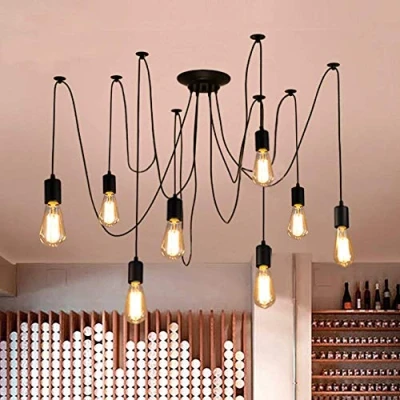 Afbeelding van Lrpiyvo Industriële kroonluchter, vintage retro hanglamp, hanglamp voor slaapkamer, woonkamer, eetkamer