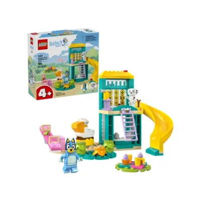 Afbeelding van LEGO Bluey: Bluey en Chloe op de speelplaats bouwspel geïnspireerd tv serie 2 minifiguren, wip, glijbaan, ladder 3 planten cadeau voor meisjes of jongens vanaf 4 jaar 11201