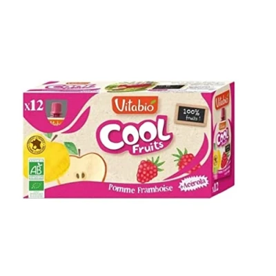 Afbeelding van Vitabio Cool Drinkfles voor fruit, appel, framboos, 12 x 90 g, compote, biologisch