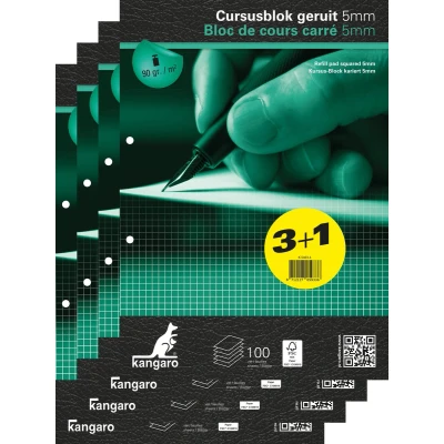 Afbeelding van Kangaro cursusblok A4 ruit 5x5mm 90 grams 2 gaats K 5403 4