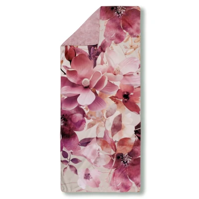 Afbeelding van Descanso Strandlaken 75x180 cm Bloemenprint Roze Microvezel Oeko Tex Gecertificeerd Sneldrogend en Lichtgewicht