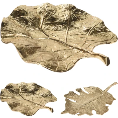 Afbeelding van blad plateau goud 24x21 cm open