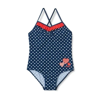 Afbeelding van Playshoes Badpak Hartjes Uv werend Blauw Meisjes Maat 98/104