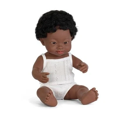 Afbeelding van Miniland Babypop Afrikaanse jongen Down 38cm