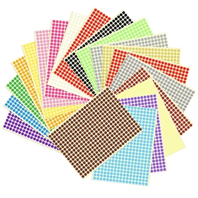 Afbeelding van Mikihat 20 vellen met 8160 kleurrijke zelfklevende etiketten, 6 mm, ronde bullins, stickers voor thuis, school,