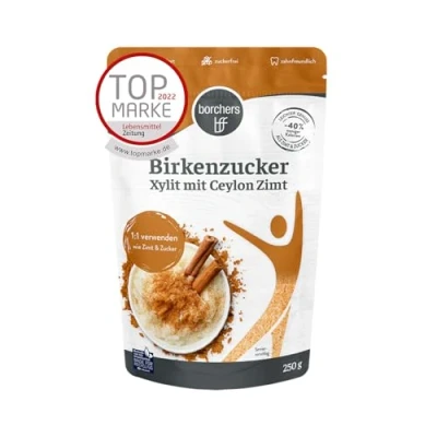 Afbeelding van borchers Berkensuiker 100% xylitol met ceylonkaneel suikervrij tandvriendelijk minder calorieën 250 g