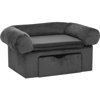 Afbeelding van vidaXL Hondenbank met lade 75x50x38 cm pluche donkergrijs