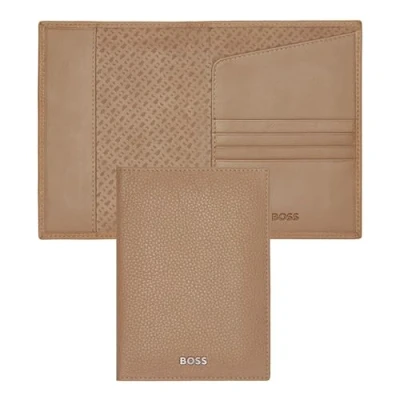 Afbeelding van HUGO BOSS Leren Identiteitskaarthoesje Classic Grained Passport Case Camel Lichtbruin