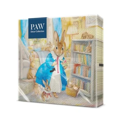 Afbeelding van PAW Papieren servetten, 3 laags (33 x 33 cm), 20 stuks, perfect voor Pasen, feesten, lente en vieringen, tafelservetten, kleurrijk, knuffelhuis