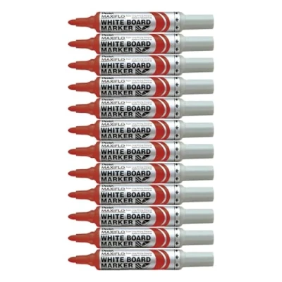 Afbeelding van Pentel Maxiflo Whiteboard marker, brede conische punt, bruin, 12 stuks
