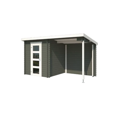 Afbeelding van Blokhut Jelle 390x195 cm Green Grey wit Gecoat