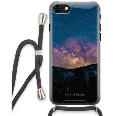 Afbeelding van Case Company® hoesje met Koord geschikt voor iPhone 7 Travel to space Telefoonhoesje Zwart Extra Bescherming aan alle Kanten en Over de Schermrand