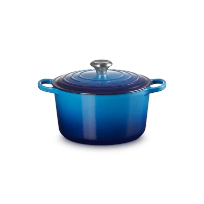 Afbeelding van Le Creuset Hoge Braad /Stoofpan Signature Rond 24cm 5l Azure Gietijzer