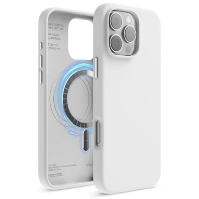 Afbeelding van elago Magnetische siliconen Beschermhoes, compatibel met iPhone 16 Pro Max, 6,9 inch, alle MagSafe accessoires, geïntegreerde magneten, zachte grip, schokbestendig